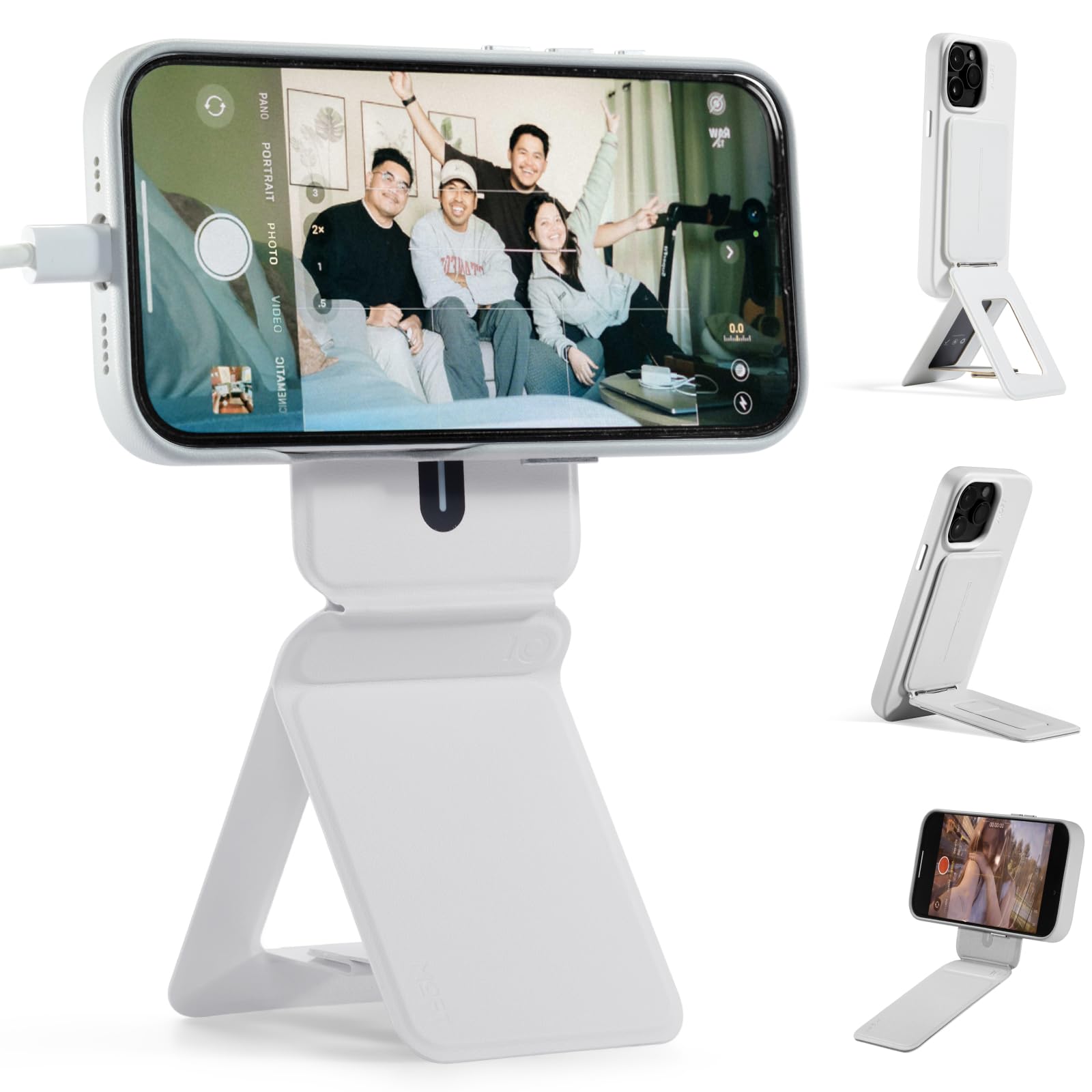 Photo 1 of MOFT Phone Tripod Stand Selfie Stick for iPhone, Multi-Angles iPhone Stand, Lightweight & Portable Phone Holder, Strong Magnets, MOVAS Vegan Leather, Travel Essentials, Misty Cove (Without Card Slot)