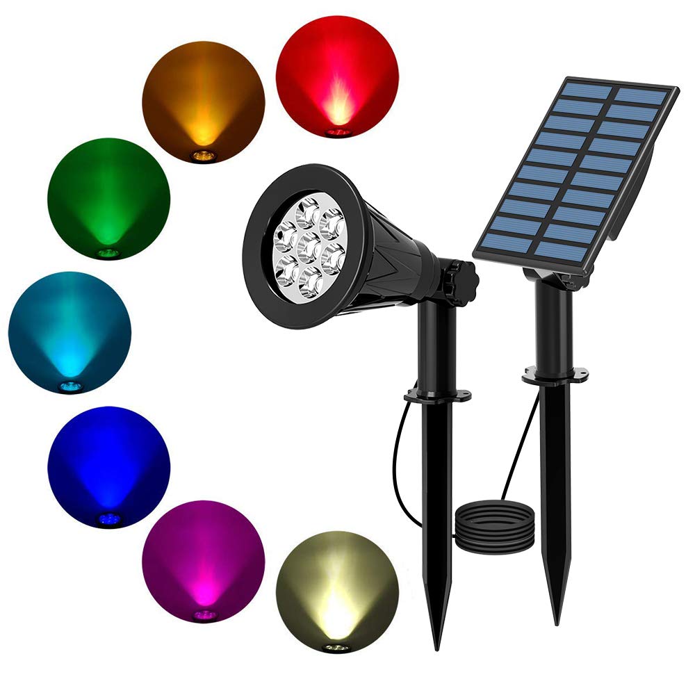T-SUN Halloween Solar Spotlights, Color-Changing 7 LED Waterproof Outdoor Garden Wall Lights, Auto-on/Off, 180 Angle Adjustable Landscape Light, Separately Installed for Outdoor/Indoor