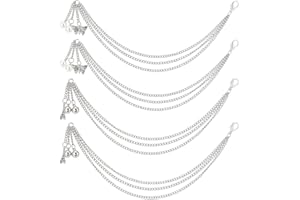 CRAFTYMELODY 4Pcs Shoe Decoration Chain Three Layer Boot Strap Chains with Plastic Pearl Bead Butterfly Shoe Charms 2 Style M