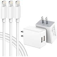 iPhone Charger, [Apple MFi Certified] Lightning Cable 5.9FT Fast Charging Data Sync Cord with 2 Port USB Wall Charger…