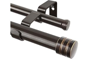 TONIAL1 Inch Double Curtain Rods 140 to 195 Inches, Heavy Duty Decorative Long Drapery Rod for Windows 128 to 190 Inches (5.7