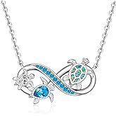 Fenthring Turtle Necklace for Women Infinity Blue Turtle Pendant Necklace Sterling Silver Abalone Turtles Mother Daughter Jewelry Charms Mothers Day Christmas Gifts