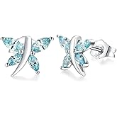 Dragonfly Stud Earrings for Women 925 Sterling Silver Birthstone Earrings Hypoallergenic Fashion Summer Jewerly(with Gift Box)