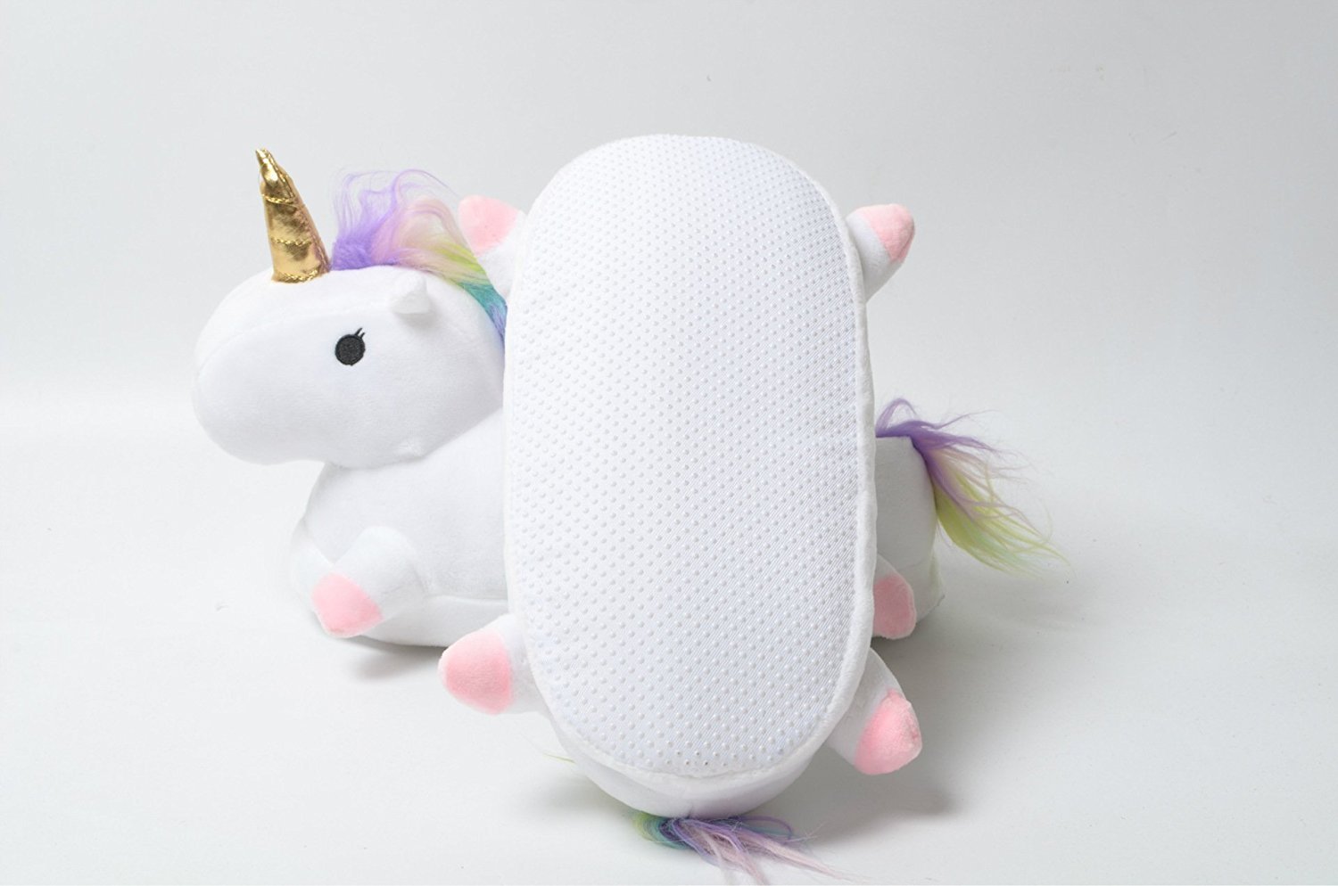 Unicorn Slipper Winter Warm Soft Plush Shoes for Home Indoor/Outdoor (White)