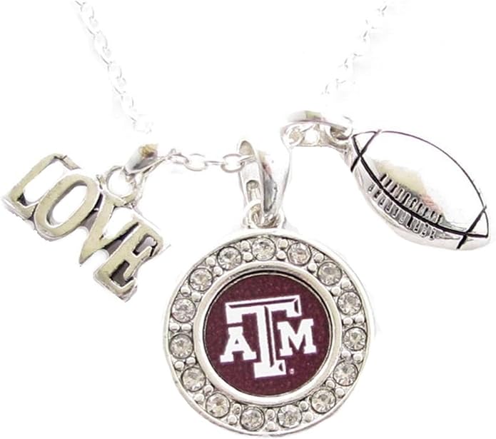 Texas A&M Aggies Multi Charm Love Football Maroon Silver
