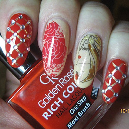 Pueen Nail Art Stamp Collection - Special Edition Encore 01-04 NEW Invention Set of 4 Double Sided All You Can Stamp Full Size Stamping Image Plates Manicure DIY (Infinite Images with Your Creativity) Now with Bonus Storage Case-BH000298