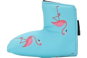 Sorandy Mallet Putter Cover, PU Leather Putter Head Cover, Plush Inner Lining with Flamingo Embroidery & Magnetic Closure, Id