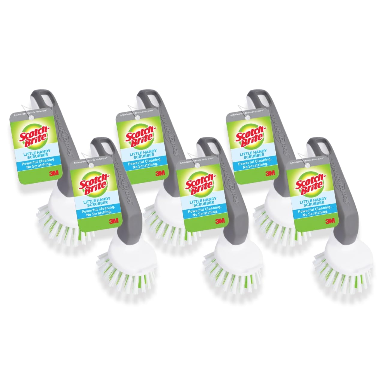 Scotch-Brite Handy Brush, Small and Durable Dish Brush with Handle for Scrubbing Hard-to-Reach Cookware, Tubs, Sinks, Car Tires, and More without Scratching, Antimicrobial, and Rinses Clean