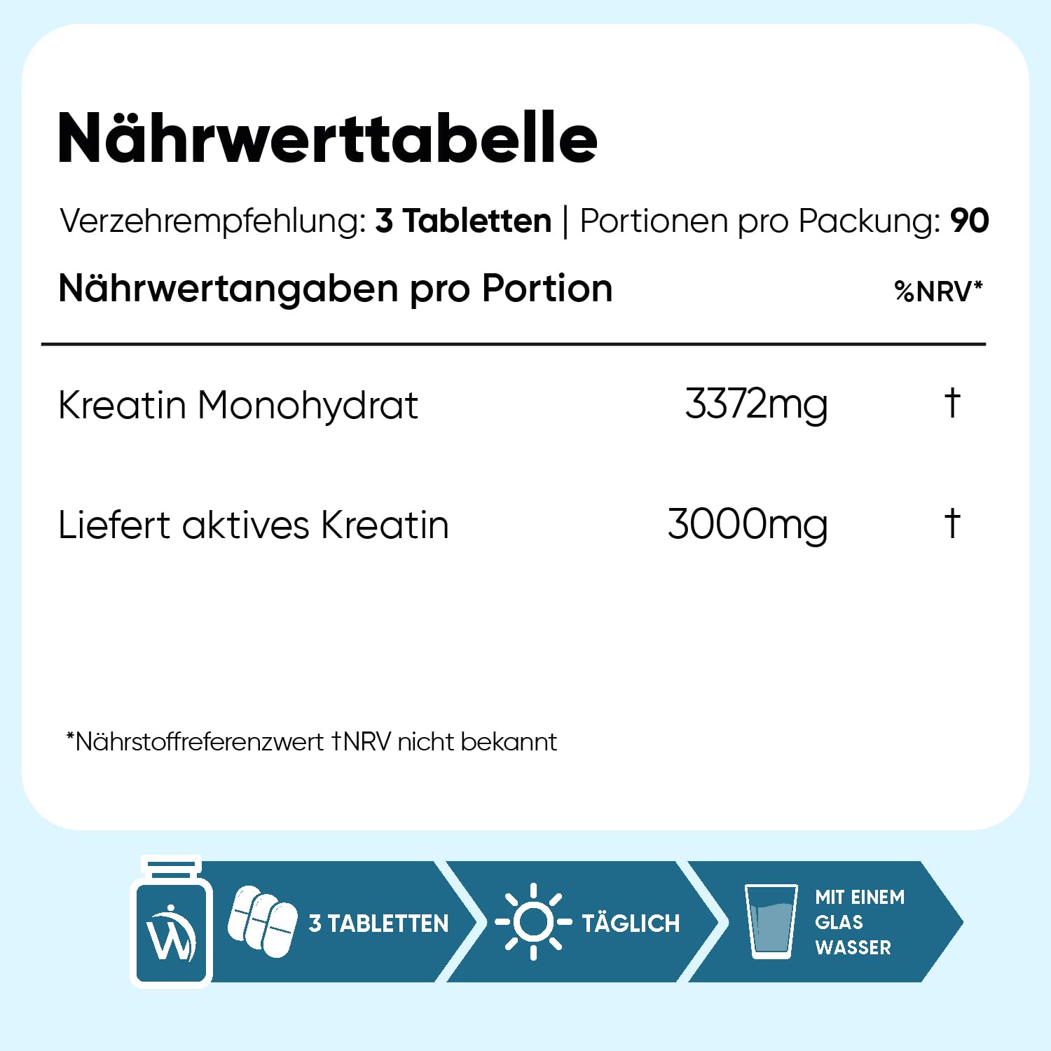 Creatin Monohydrat Tabletten - 3000mg pro Portion - Laborgeprüft - 270 Kreatin Vegan Tablets - 3 Monate Vorrat - Creatine - 3 Kreatin Monohydrat Tabletten pro Tag - Glutenfrei - WeightWorld 3
