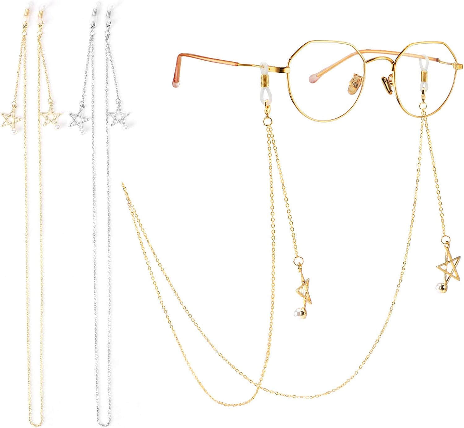 gold chain glasses holder