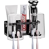 MAYZOLOP Toothbrush Holders for Bathroom, Toothbrush Holder Wall Mounted Large Capacity Tray, Self Adhesive Tooth Brushing Holder & Bathroom Accessories