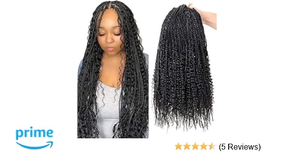 6 Packs Goddess Box Braids Crochet Hair With Curly Ends 20 Inch Bohemian Box Braids Knotless Box Braids Synthetic Crochet Hair For Women