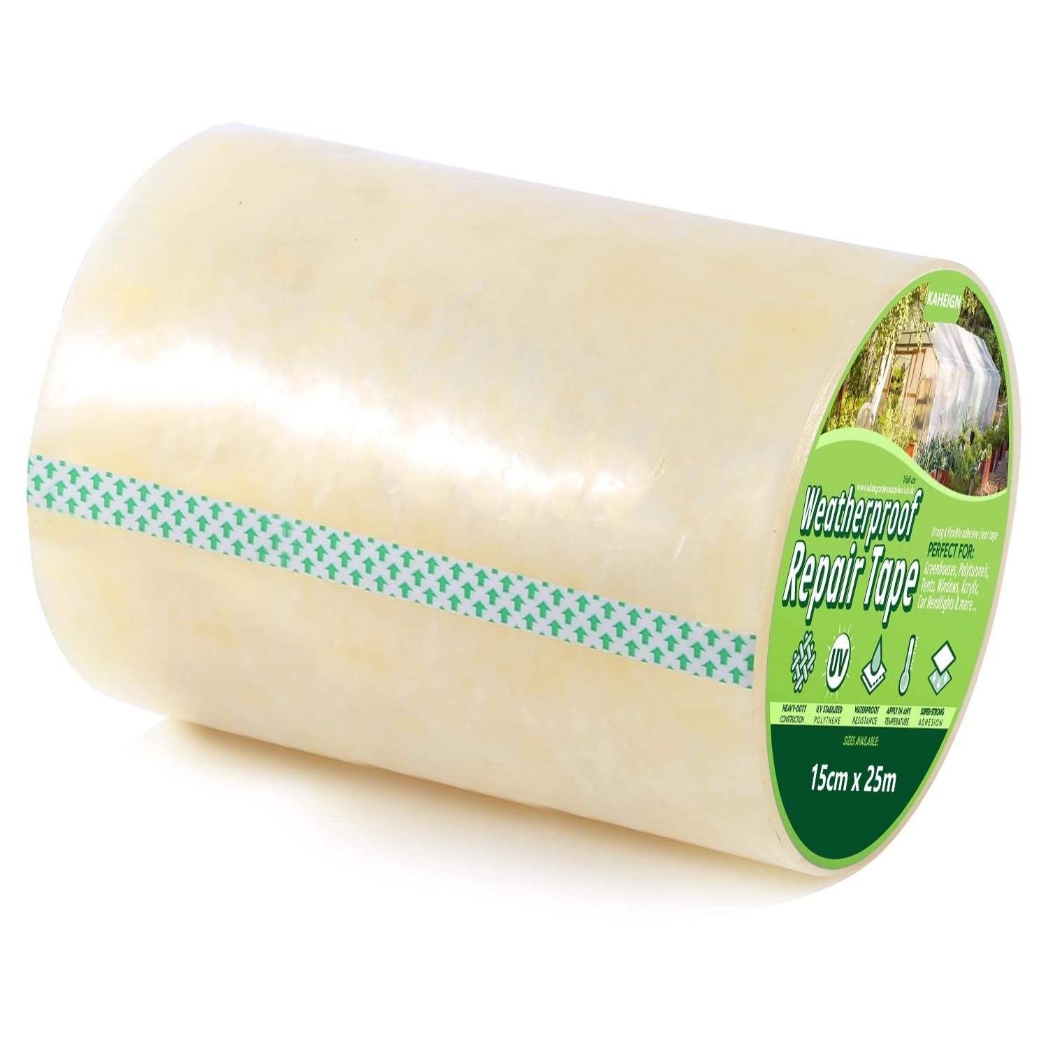 KAHEIGN 15cm x 25m Greenhouse Repair Tape, 6 mil Clear Polythene UV Resistant Plastic Sheeting for Polytunnel Greenhouse Cover Film Seaming