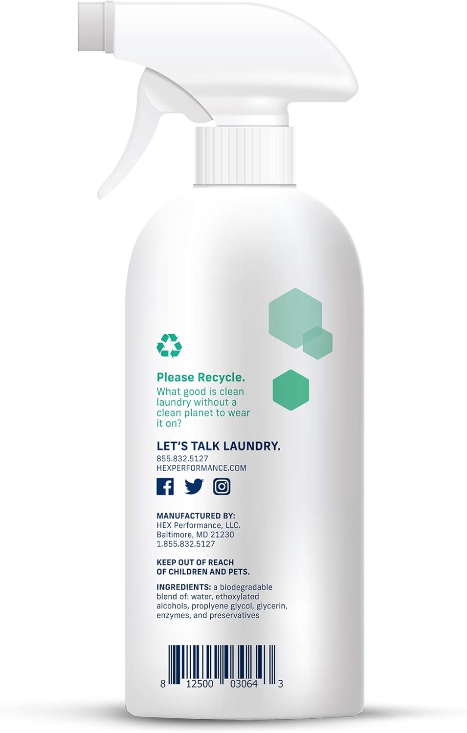 HEX Performance Stain & Stink Remover, Fragrance Free, 12oz (Pack of 2) - Designed for Activewear, Eco-friendly: Health & Personal Care