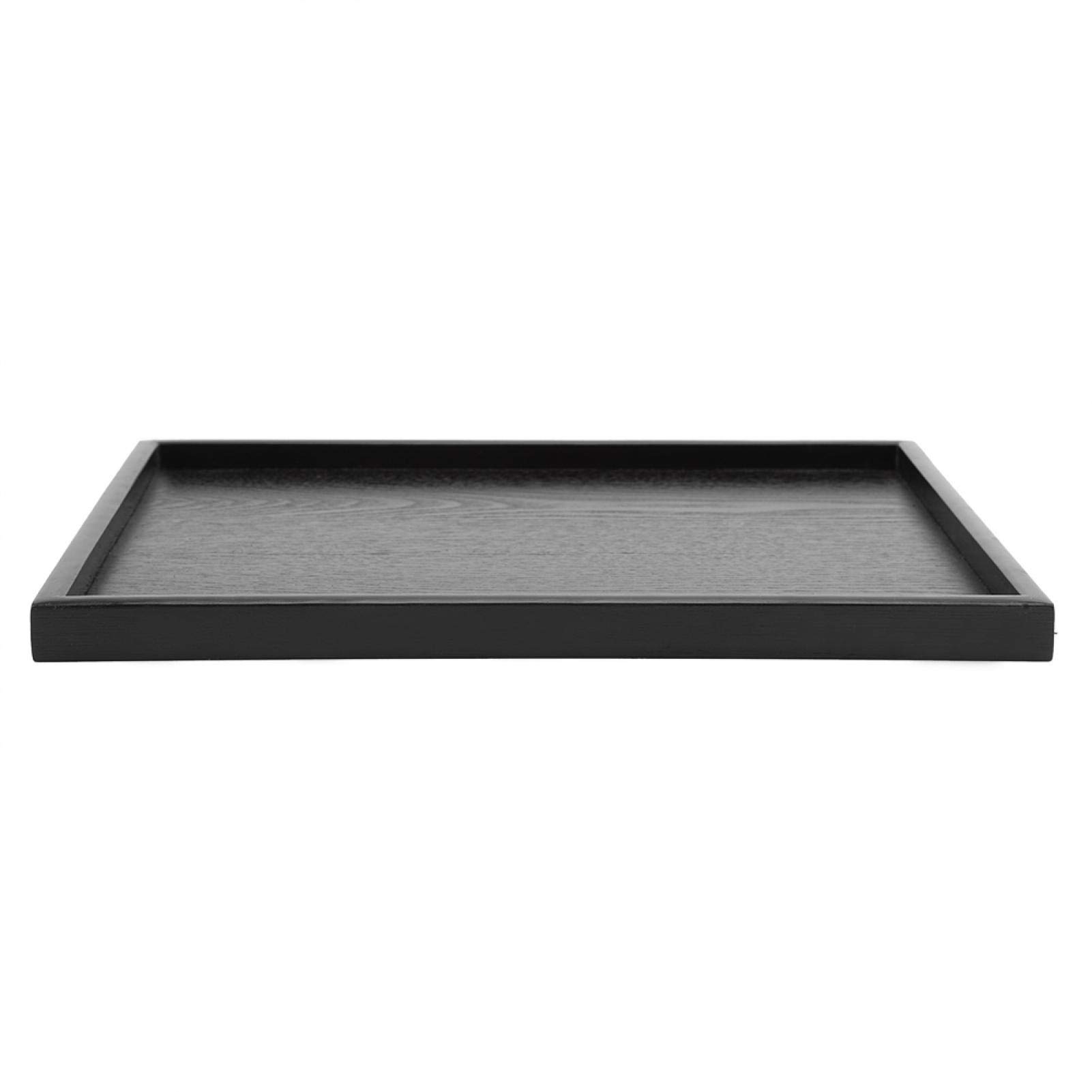 Wooden Tea Tray, Black Serving Platter (36x27cm), Rectangular Coffee Table Tray for Bedroom, Living Room, Kitchen, Hospital
