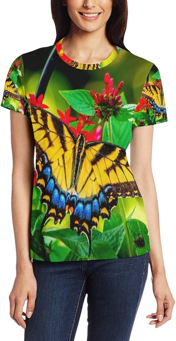 Beautiful Butterfly Women's Casual T-Shirt Short Sleeve Tunic Tops ...