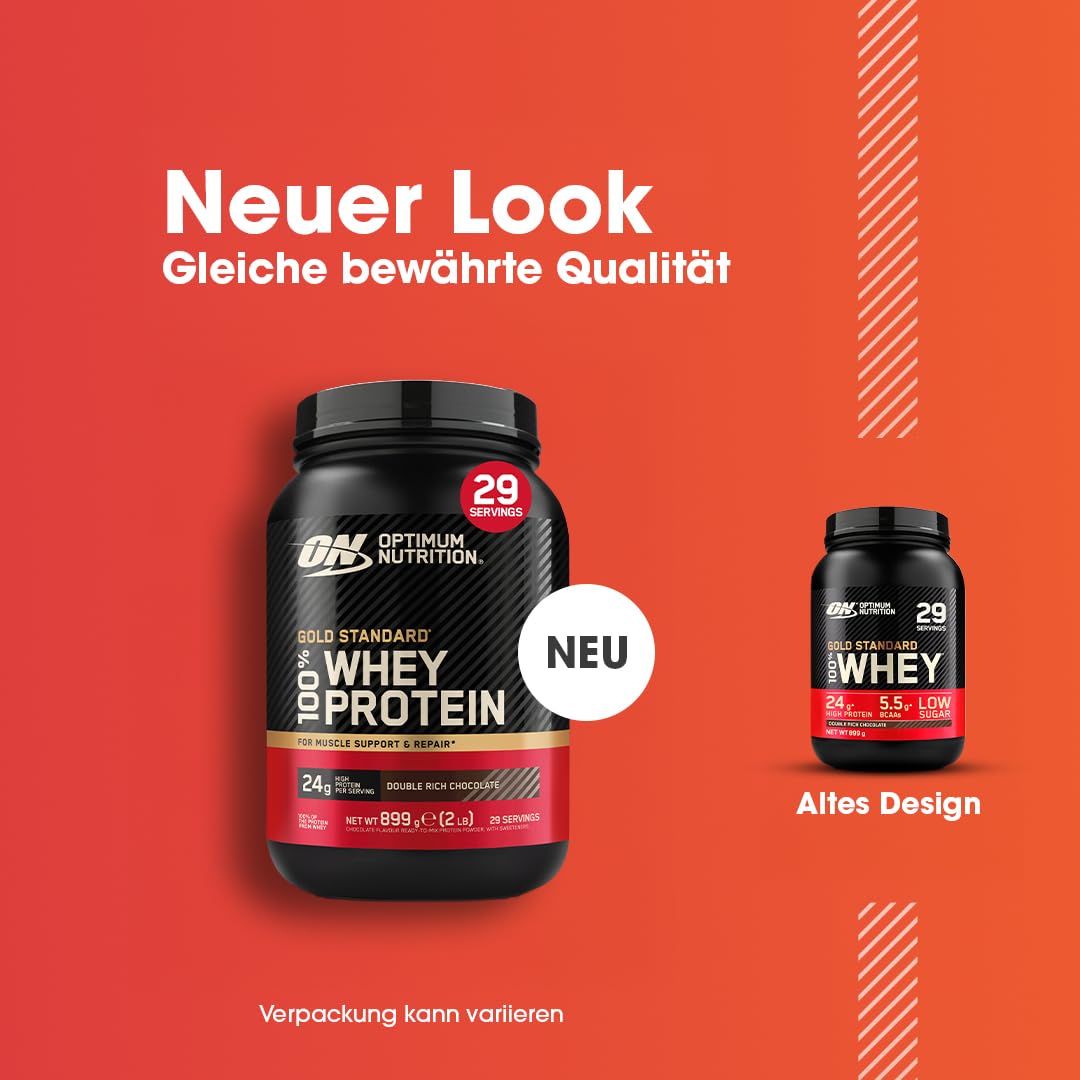 Optimum Nutrition Gold Standard 100% Whey, Proteinpulver, Geschmack Double Rich Chocolate, 899g, 29 Portionen, Verpackung Kann Variieren 2