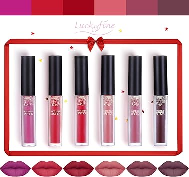Kit Matte Rouge à Lèvre Cadeau Coffret 6 Couleurs Luckyfine Imperméable Longue Durée Cadeau Coffret Pour Occasions Longue Tenue Gloss Lipstick