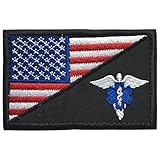 SpaceAuto 3D Embroidered American Flag w/ Paramedic Medic Tactical Morale EMT EMS Badge Patch 3
