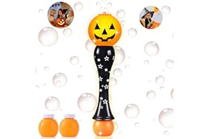 TLKIAA Halloween Bubble Wand for Kids, Pumpkin Bubble Machine Blower Maker Wand with Music & Light,Outdoor Indoor Stuff Toy Gift for 1 2 3 4 5 6 7 8 Year Old Toddler Little Girls Boys