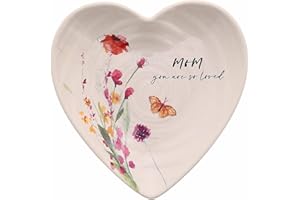Pavilion - Mom - Ceramic Heart-Shaped Keepsake Dish, Watercolor Floral Design, Mothers Day Gift, Unique Gifts for Mom, Trinke