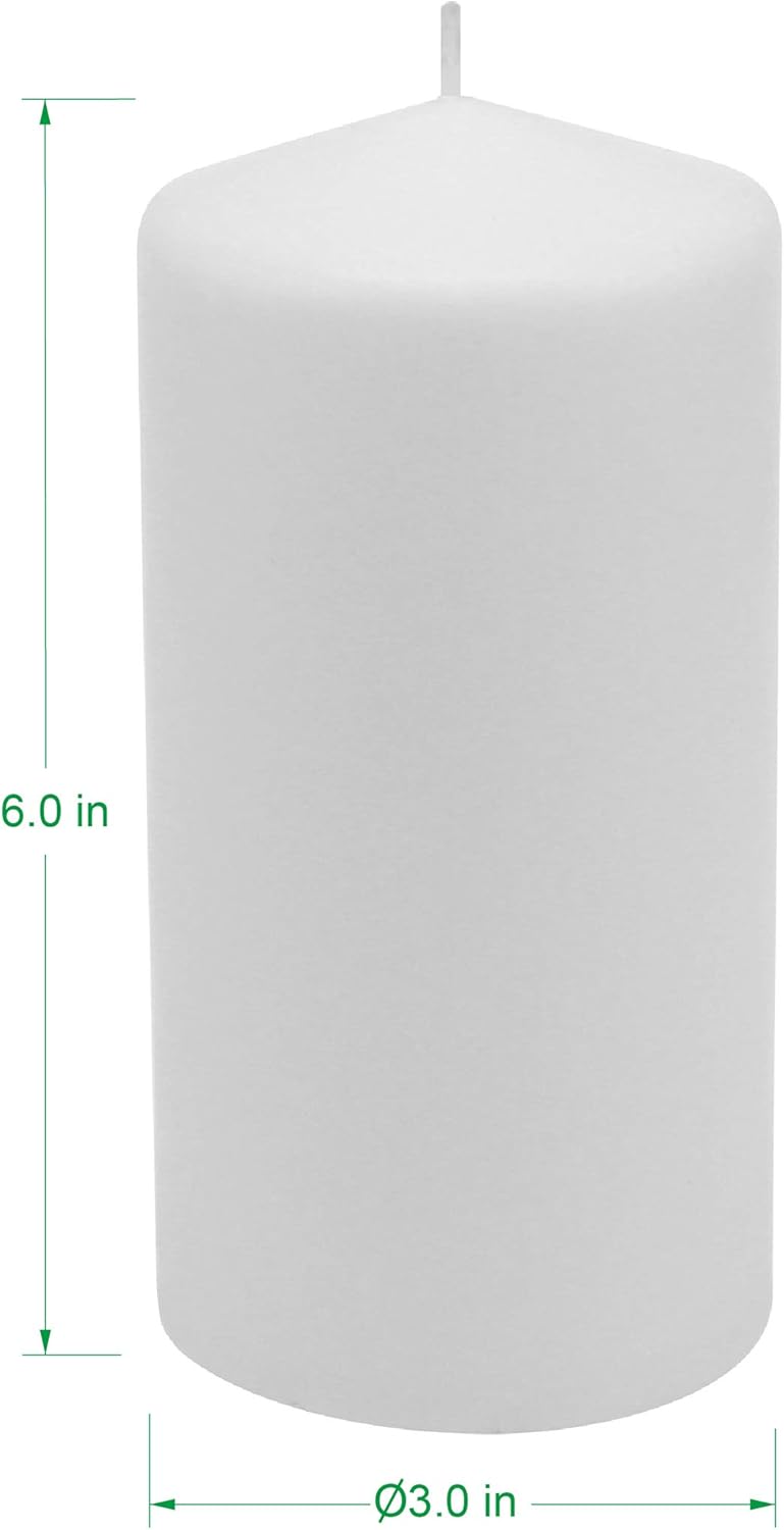 Stonebriar Tall 3x6 Inch Unscented Pillar Candles,White, 6 count: Home & Kitchen