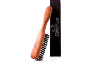 Beard Brush by ZilberHaar - Stiff Boar Bristles for Men's Grooming - Straightens and Promotes Growth - Works with Beard Oil and Balm - For Beard Kits - 6 inches long
