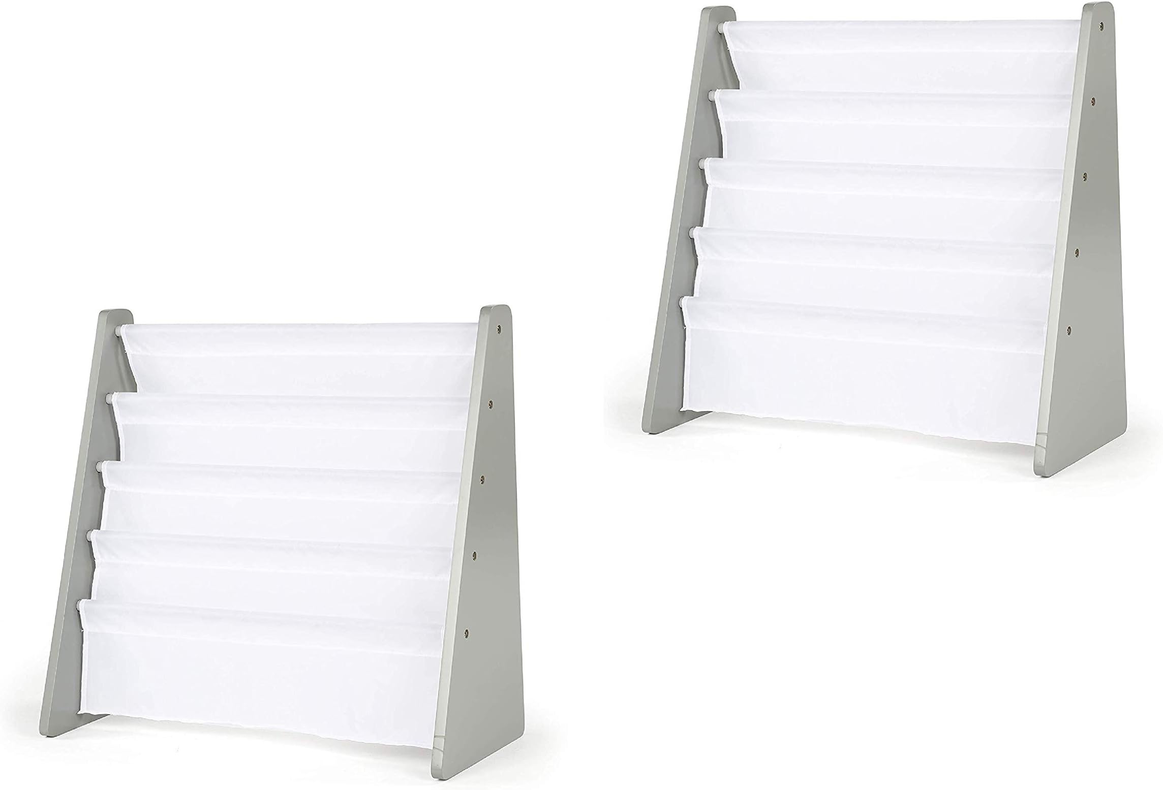 Tot Tutors Kids Book Rack Storage Bookshelf, Grey/White (Grey/White, 2-Pack)