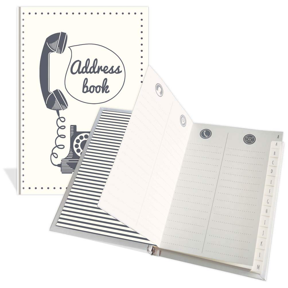 Luxury Pocket Address Book - Vintage Telephone Design- 104 Pages - Size 91mm x 130mm