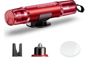 COFSODI Safe Hammer Car Window Breaker Tool. Seat Belt Cutter and Glass Breaker. Car Necessities SafetyHammer Glass Breaker. Window Punch Tool in Car Emergency Kit. Compact Car Escape Tool. Red