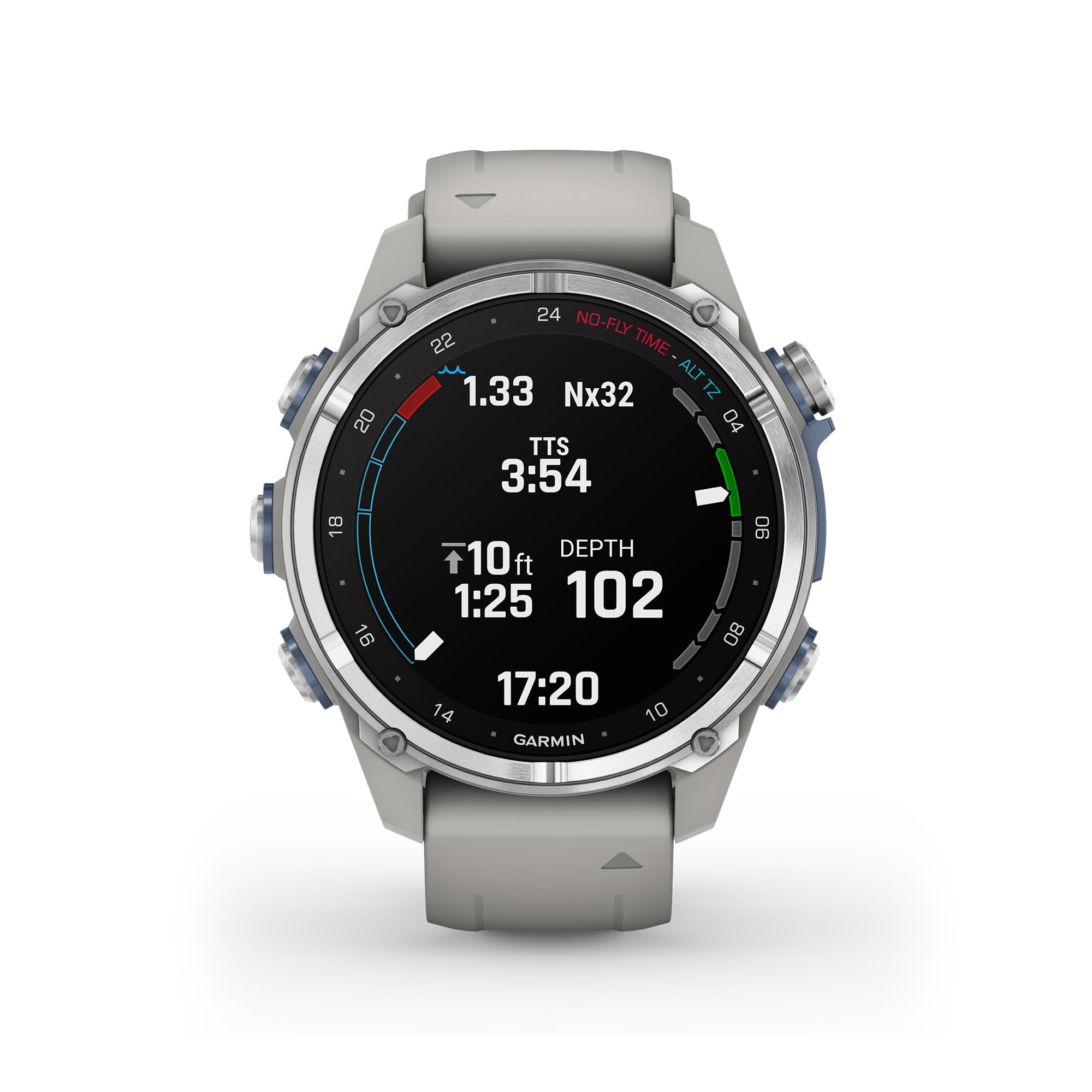 Garmin Descent Mk3 Watch Style-Dive Computer, 43mm, Steel with Fog Gray Band