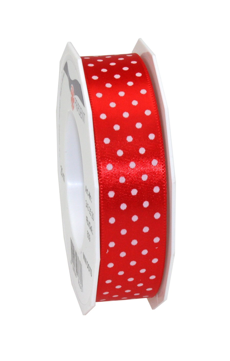C.E. Pattberg Präsent - Mini Dots Printed Satin Ribbon Red 25 mm width, 20 m length — image 1
