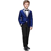 Boyland Boys Tuxedo Suit Velvet Peak Lapel Vintage 2 Pieces Slim Fit Jacket Pants Suit Set Prom Party