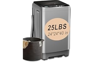 KRIB BLING Full-Automatic Washing Machine 25 lbs Portable Washer 10 Wash Program & 8 Water Level with LED Display，Drain Pump, Ideal for Apartments, RV, Camping, Grey