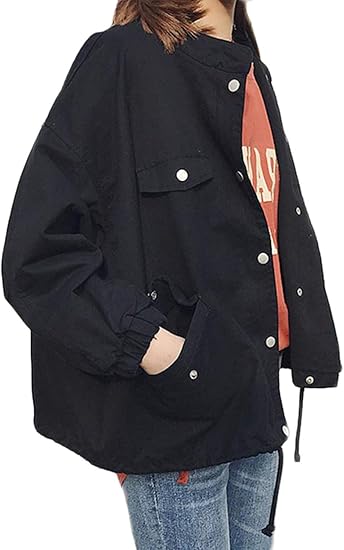 Amazon Mlbossジャケット レディース アウター ブルゾン 長袖 黒 ジャンパー ゆったり 韓国ファッション 着痩せ 薄手 春物 コート ジャケット 通販
