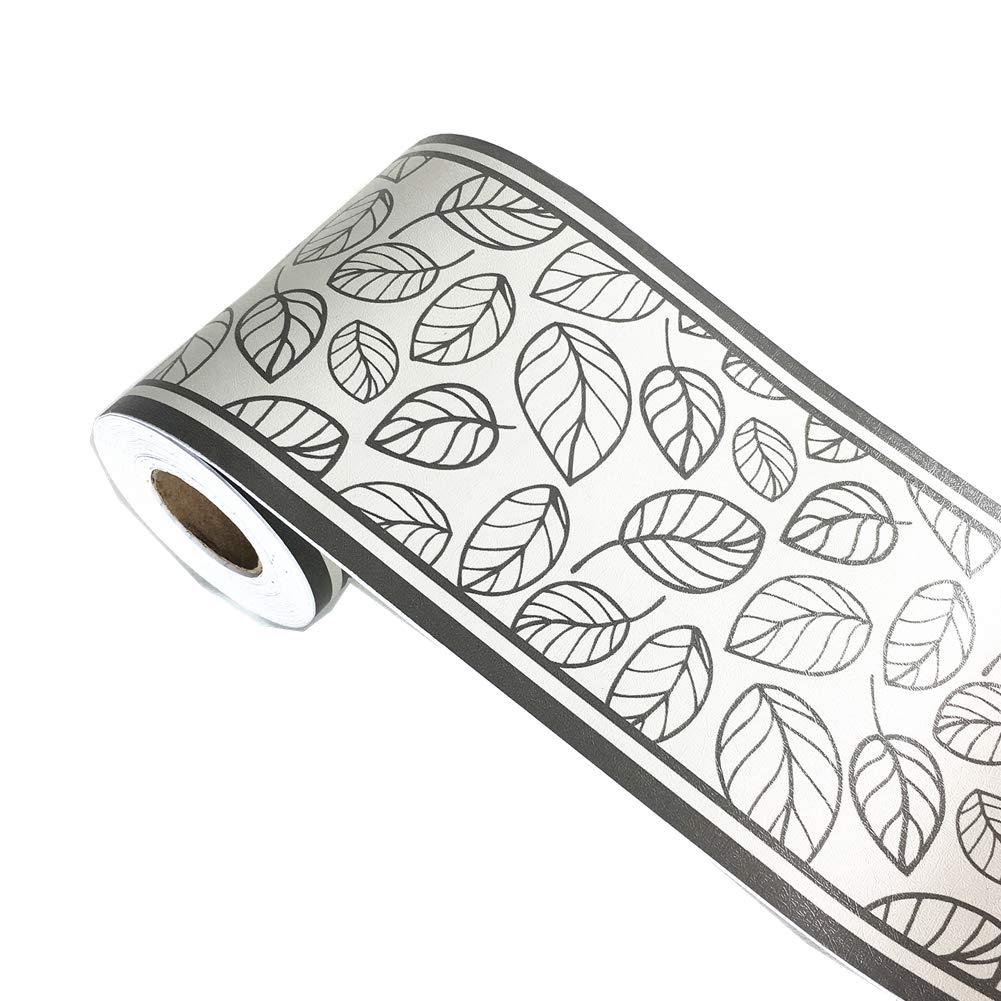 Elegant Green Leaf Foral Pattern Wallpaper Border Peel Stick Wall Decal Sticker Bathroom Kitchen Ceiling Border,Waterproof Removable 10cm by 10meters