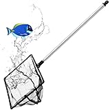 Grepol-V Fish Net for Fish Tank, Fine Mesh Aqurium Net with 9-24 Inch Stainless Steel Long Handle, Extendable Fishing Tank Ne