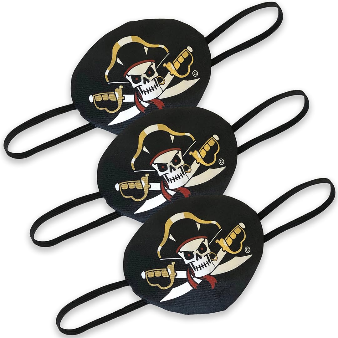 Liontouch - Pirate Eye Patch, 3-Pack - Captain Cross - Age 3+ Years| Pretend Play Dress Up & Costume Accessory | For Kids & Toddlers Sailing the Caribbeans