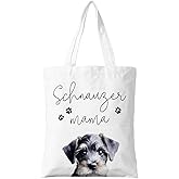 ZYQFN Schnauzer Mama Canvas Tote Bag for Women, Dogs Lover Gift for Dog Mom, Birthday Christmas Cute Schnauzer Gifts For Women, Tote Bag for Work College Travel. (086)