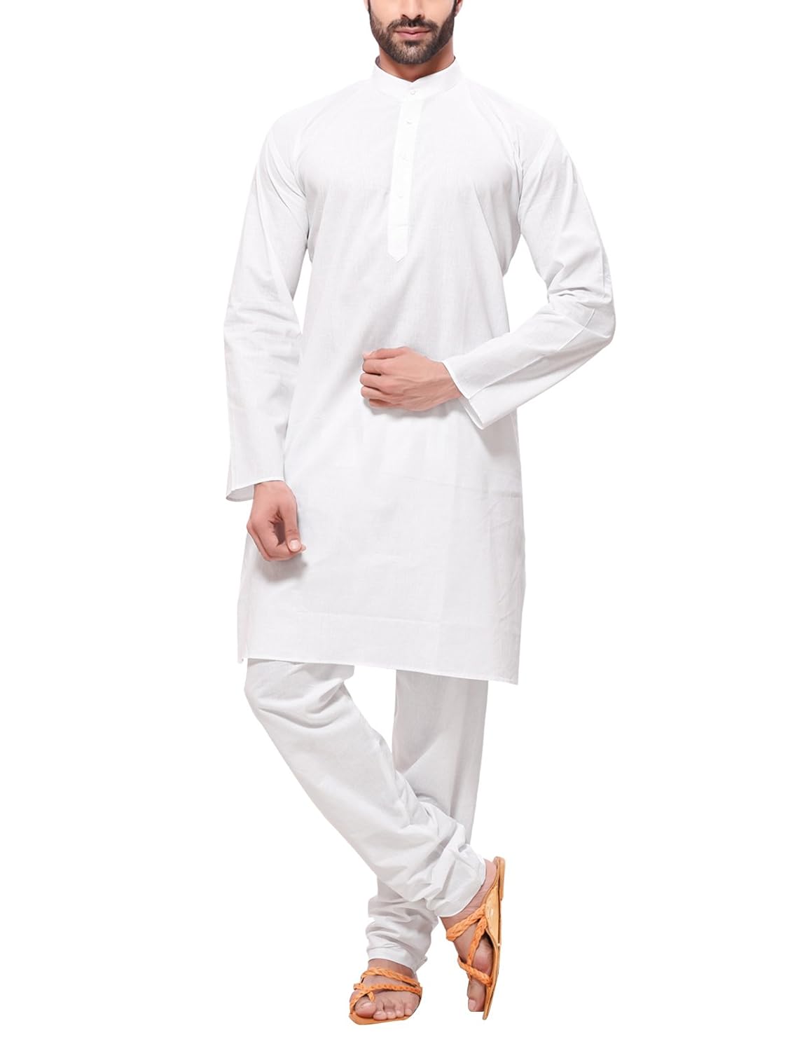 rg designers men's cotton plain white a kurta pyjama