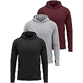 Simlakey 3 Pack Mens Lightweight Athletic Hoodies Long Sleeve Fishing Shirts with Hoodie Workout Running Pullover Sweatshirt