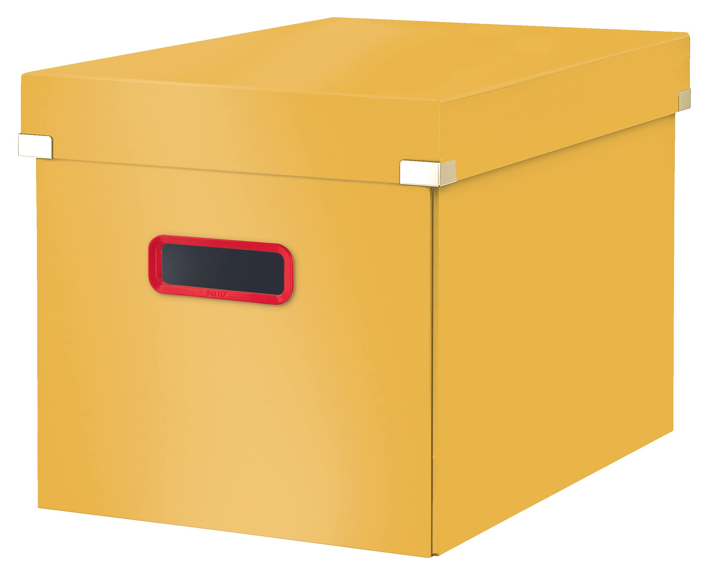 Leitz Click & Store Cube, Foldable Large Storage Box with Lid, Premium Strong Cardboard Container for Home/Office Filing, Cosy Range, Warm Yellow, 53470019