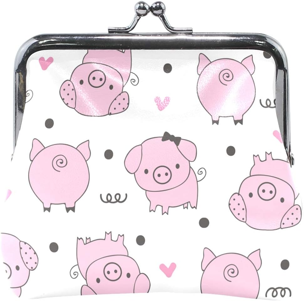 Pigs Pattern High Grade Leather Coin Purse Snap Closure Clutch Coin Wallet