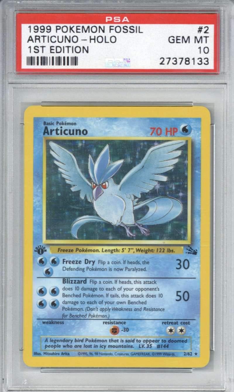 Articuno 1999 Pokemon 1st Edition Trading Card Holo #2 PSA 10