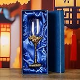 Simcat Handmade Painted Enamel Flower Glass Wine Glasses Transparent Refined Goblet, Stem For Cabernet, Gifts (gold single gift box)