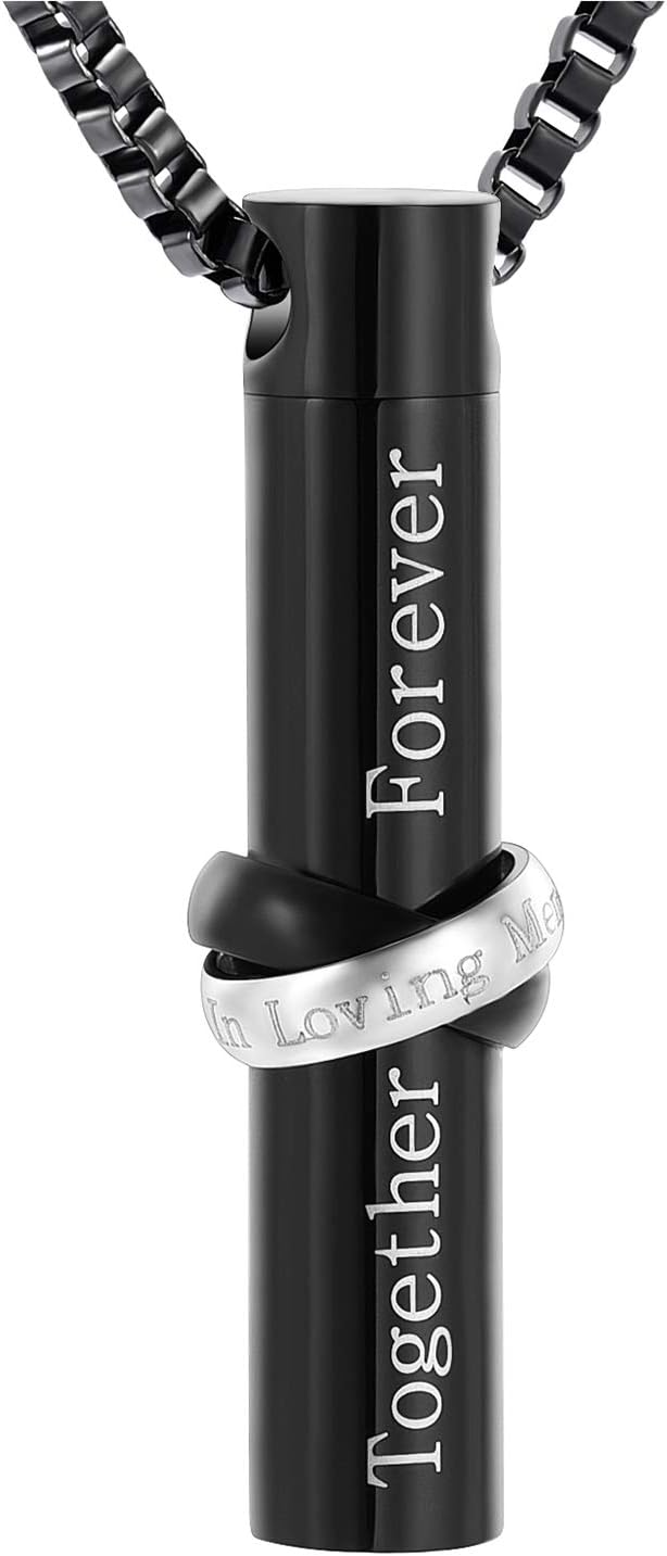XSMZB Cremation Jewelry for Ashes Stainless Steel Cylinder Memorial Urn Necklaces for Ashes Keepsake Pendant Locket for Men Women