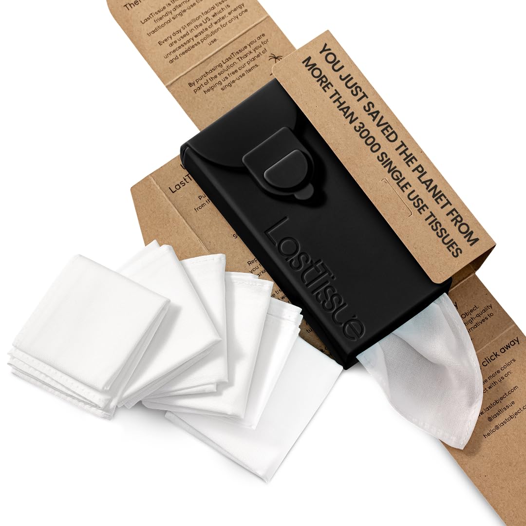LastTissue® Reusable Cotton Tissue Pack | Face Towels & Handkerchiefs for Men & Women – Washable, Sustainable Facial Tissue with Storage Case