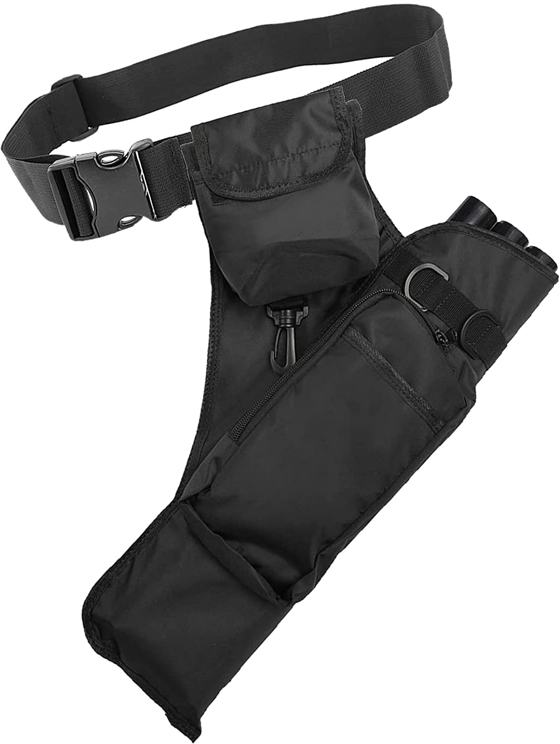 Hsitoolg Archery Bag - Outdoor Canvas Arrow Quiver Hunting Three Tube Waist Span With Accessories (Black)