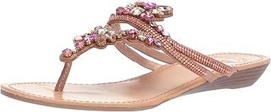 yellow box rose gold flip flops