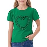 Noomelfish Girls Ruffle Heart T-Shirts Cute Short Sleeve Tee Tops (3-12 Years)